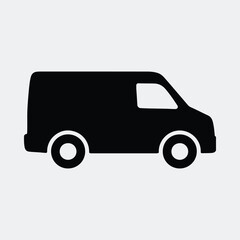 Silhouette delivery van commercial transport isolated vector illustration