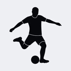 Silhouette football player kicking ball vector illustration
