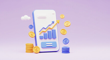 Mobile Financial Growth & Online Investment: Banking App, Stock Market, Digital Wealth, & Profit Management - FinTech, E-commerce, & Secure Transactions