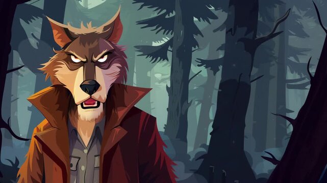 Halloween Werewolf Talking in a Forest