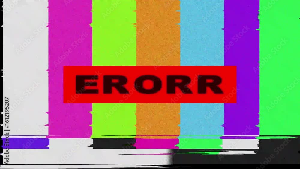 Aufkleber retro error message t v static screen colorful bars digital glitch aesthetic design for creative