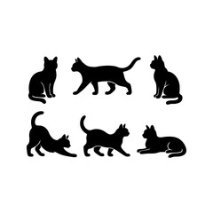 Cat Silhouette Vector Set – Black Cat Clipart in Various Poses for Pets, Animals & Crafts