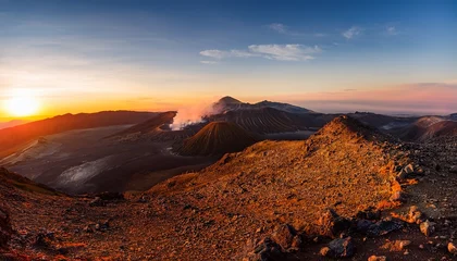 Rolgordijnen zonder boren volcanic landscape sunrise view © Richard