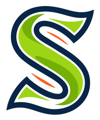 letter S vector logo initial symbol for brand identity in green blue orange shape typography
