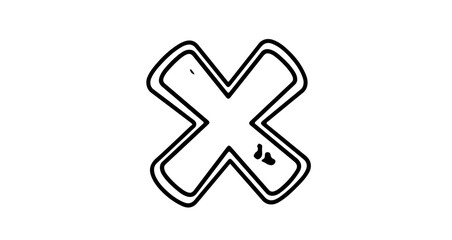 Obraz premium Social network icon hand drawn letter x illustration, doodle x drawing, alphabet x outline, black and white x design element vector