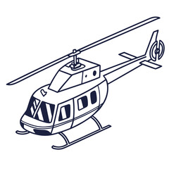 Simple Helicopter Vector – Flat Civil Aircraft Illustration