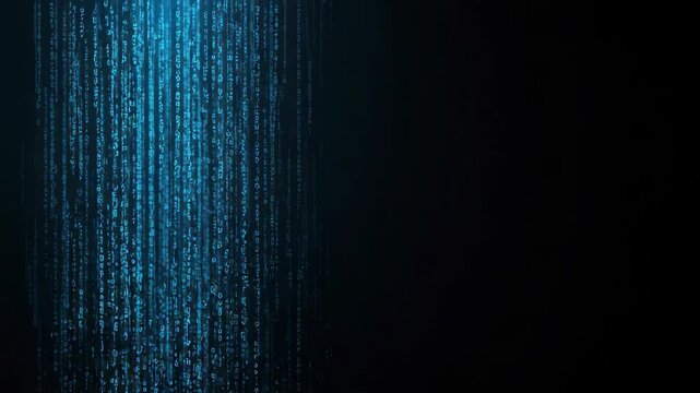 Abstract falling light blue code stream