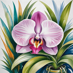 Watercolor Orchid Beauty A Floral Symphony of Serenity and Elegance in Full Bloom Display