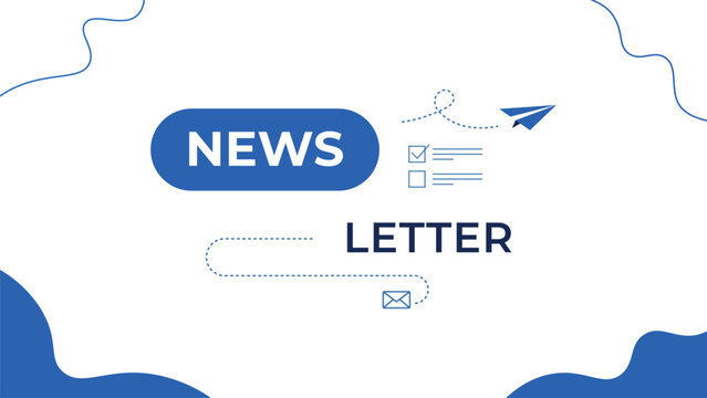 Blue Email Newsletter Banner with Paper Plane Icon &ndash; Digital Marketing and Communication Concept Vector