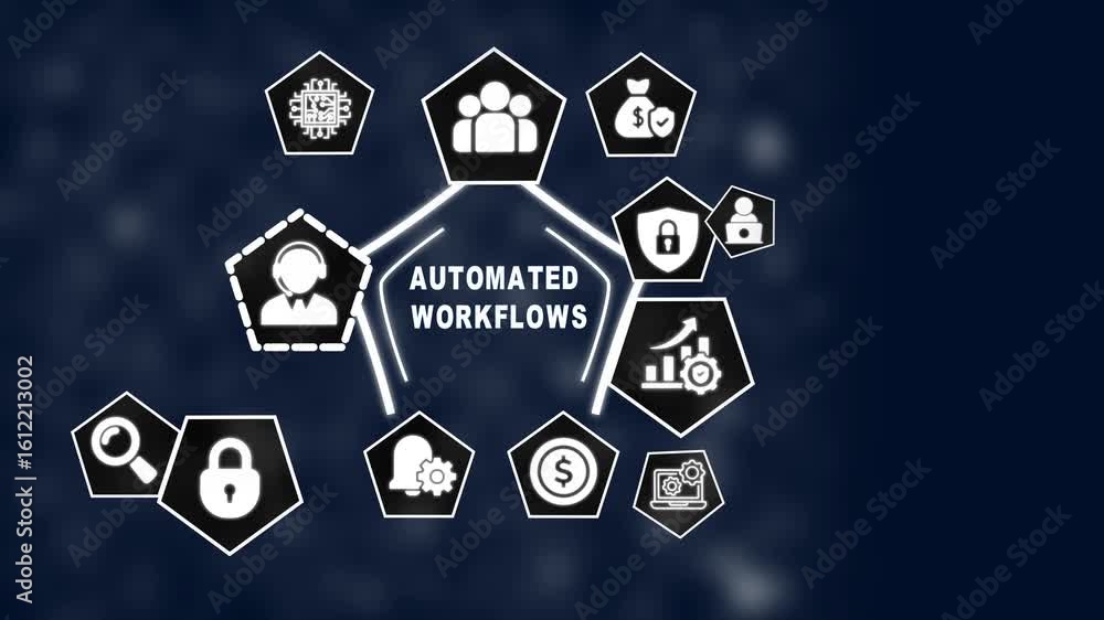 Poster automated workflows concept illustration business process automation digital transformation