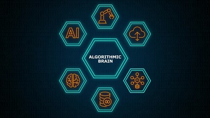 algorithmic brain ,Business, modern technology, internet and networking concept. The future of technology ,Big DATA. computer networks. data driven Research.