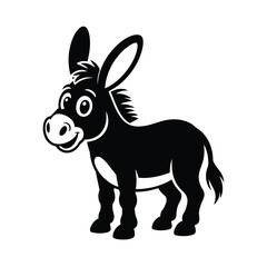 Vector illustration of a cute cartoon donkey with long ears and a smile