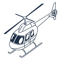 Simple Helicopter Vector – Flat Civil Aircraft Illustration