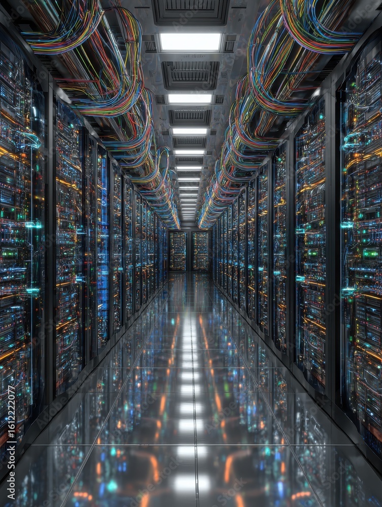 Poster server room insights, exploring the complex world of data centers, servers, and network technology i