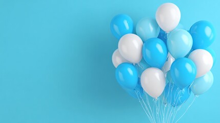 Bright Blue and White Festive Background Illuminated with Light