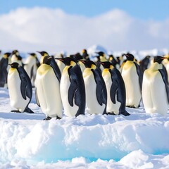 Obraz premium Penguins on ice