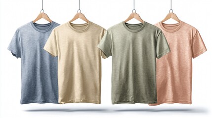 Professional T-Shirt Mockup Vector Set Isolated on White Background
