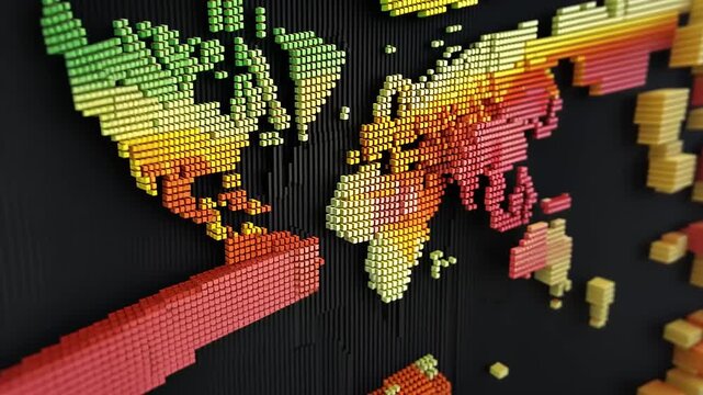 Pixelated World Map: A Colorful Digital Representation of Global Connectivity
