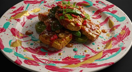 Colorful Plate of Asian Dish
