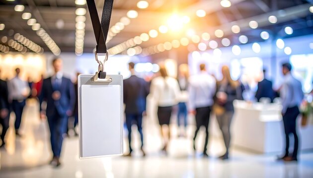 Busy trade show attendees