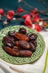 Traditional Ramadan Dates for iftar on Ornamental Plate