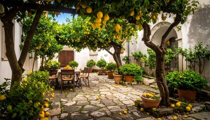 Sunny Italian courtyard garden