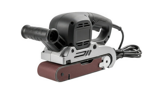 A belt sander is isolated on transparent background and ready for use