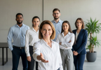 Welcoming Business Team Handshake