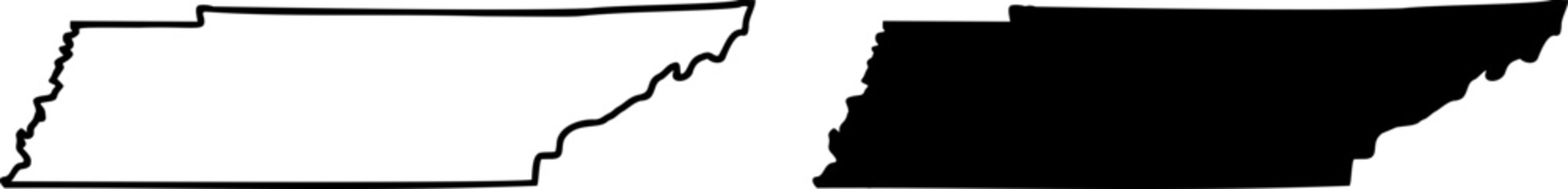 Tennessee state border map outline and silhouette vector graphic isolated image decal