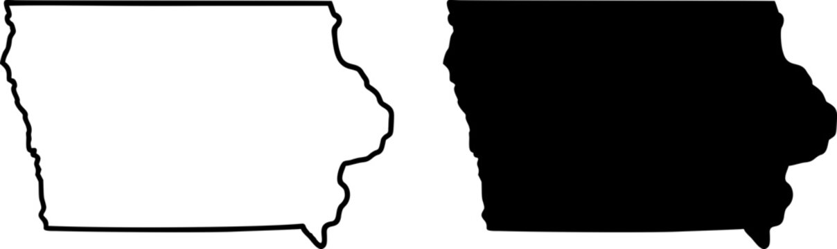 Iowa state border map outline and silhouette vector graphic isolated image	 decal