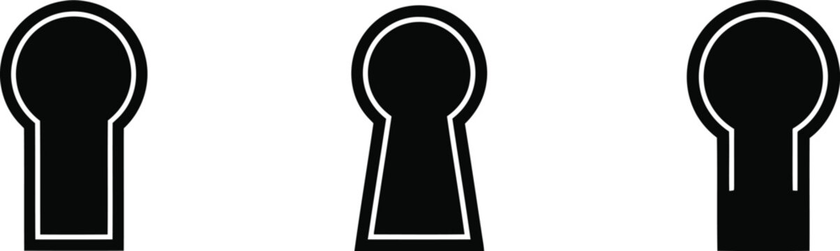 Keyhole View Silhouette Icon Vector Set - Secret, Vision, Privacy