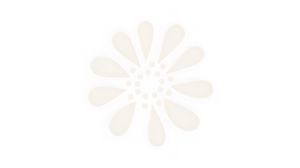 A delicate pale abstract flower with pointed petals and small dots in the center, isolated on a transparent background