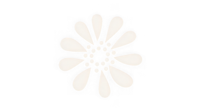 A delicate pale abstract flower with pointed petals and small dots in the center, isolated on a transparent background