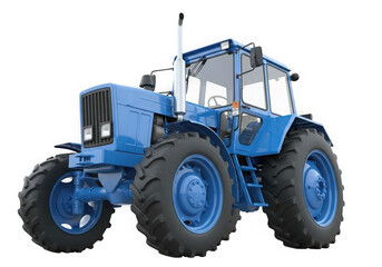 Obraz premium A blue farm tractor isolated on transparent background, ready for work