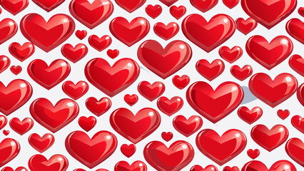 very Beautiful  Minimalist glossy red heart seamless pattern 4K wallpaper subtle 3D effect clean white background white background 