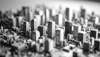 Cityscape model, grayscale