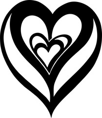 simple black graphic heart pattern, decorative element, logo, design