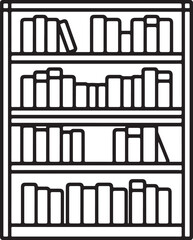 Bookshelf Logo in Black on White Background for Library, Education, and Reading App Design