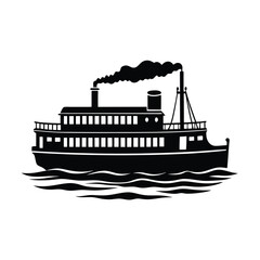 Obraz premium Vintage steamship silhouette traveling on water