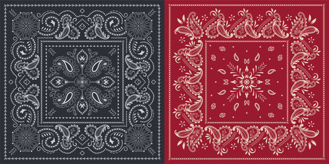 Set of Paisley prints bandanas.