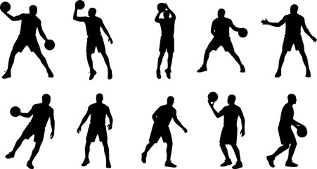 Fototapeta premium Set of basketball player silhouette vector illustration