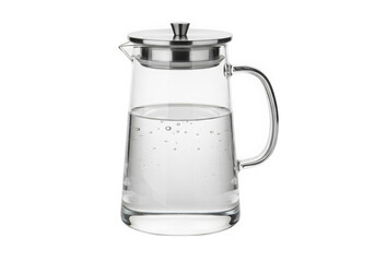 Glass pitcher filled with refreshing water isolated on transparent background