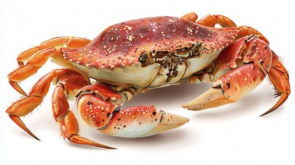 Detailed Crab Vector Illustration Isolated on White Background