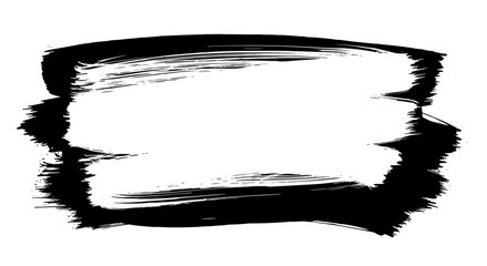 Black paint brush stroke on white background for design elements  