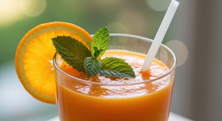 Orange smoothie in glass