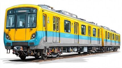 Fototapeta premium Modern Metro Train Illustration Isolated on White Background for Transportation Concepts
