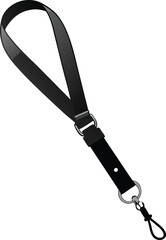 Naklejka premium Black leather lanyard with metal clasp