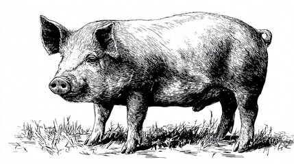 Adorable Pig Isolated on White Background for Animal Lovers