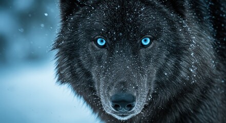 Close-up wolf eyes in winter
