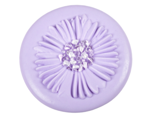 Delicate lavender flower design with sparkling crystal accents evokes natural beauty and tranquility
